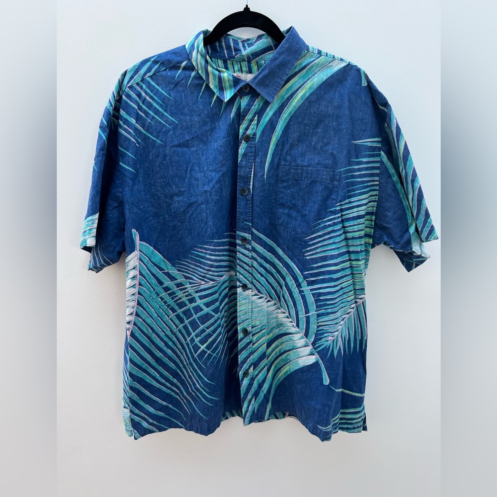 Vintage Kahala Hawaiian Aloha Shirt Palm Leaf Fronds Cotton EUC Rare